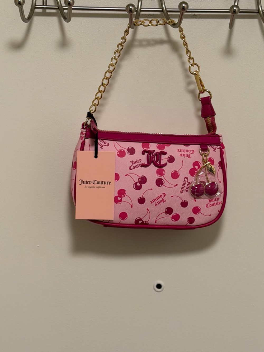 Juicy Couture Cherry On Top pink NWT, wristlet style, hard to find